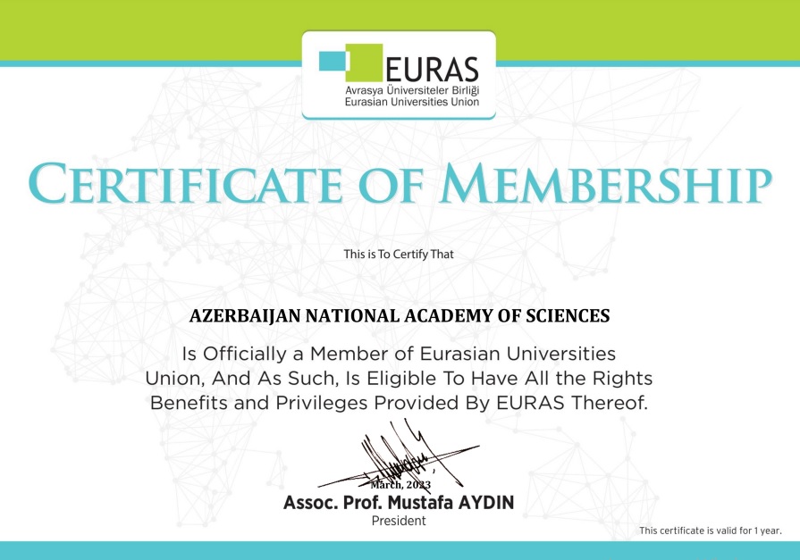 AMEA Avrasiya Universitetlər Birliyinin (EURAS) rəsmi üzvlüy...